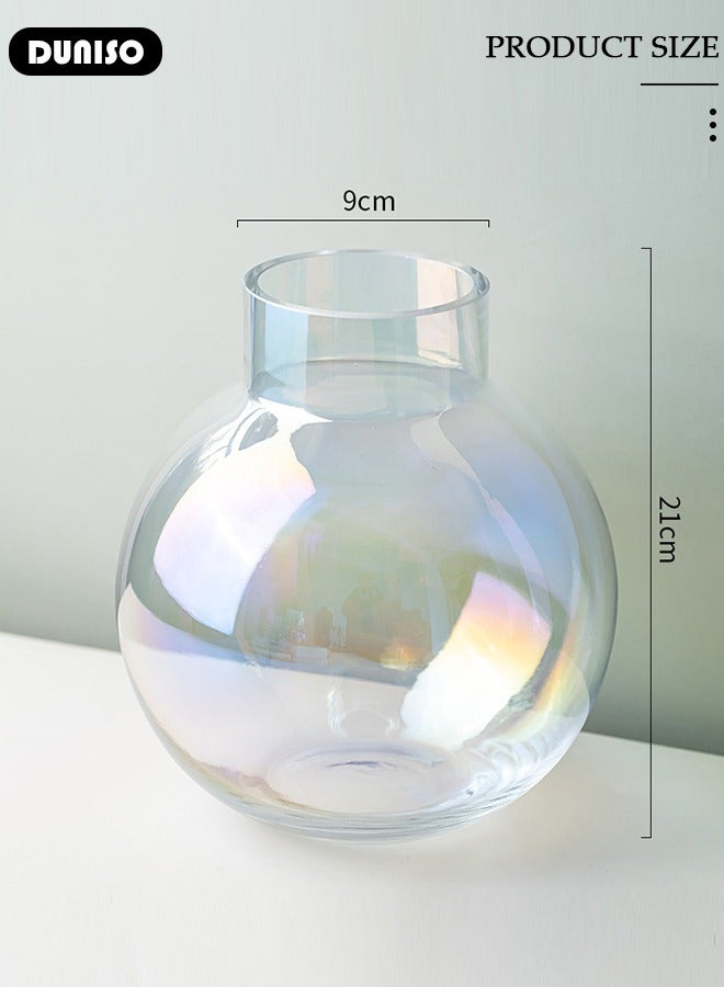 DUNISO Creative Clear Glass Vase Craft Aesthetic Decorative Small Flower Vase Hydroponic Plant Desktop Ornament Modern Irregularity Vase for Flowers Rose Home and Office  - Image 4