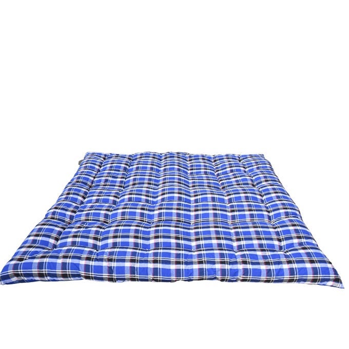 COTTON MATTRESS TUFTED SOFT RUI GADDA FOLDABLE GADI TRI FOLD FOR FLOOR BED COLOR BLUE W HITE STRIPED 5 X 6 QUEEN BED