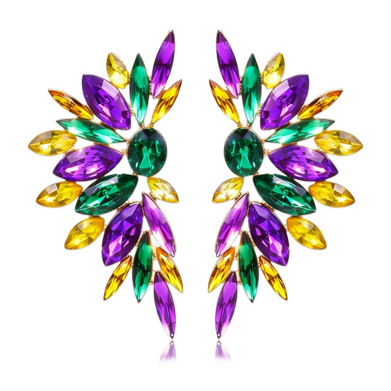 CSIYANJRY99 Mardi Gras Earring Outfit for Women Colorful Earrings for Women Accessories Rhinestone Earring Fashion Bling Colorful Crystal Cluster Drop Dangle Earrings Prom Dress Jewerly - Image 1