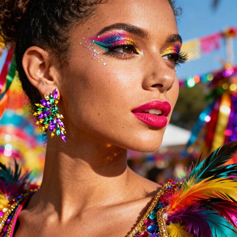 CSIYANJRY99 Mardi Gras Earring Outfit for Women Colorful Earrings for Women Accessories Rhinestone Earring Fashion Bling Colorful Crystal Cluster Drop Dangle Earrings Prom Dress Jewerly - Image 3