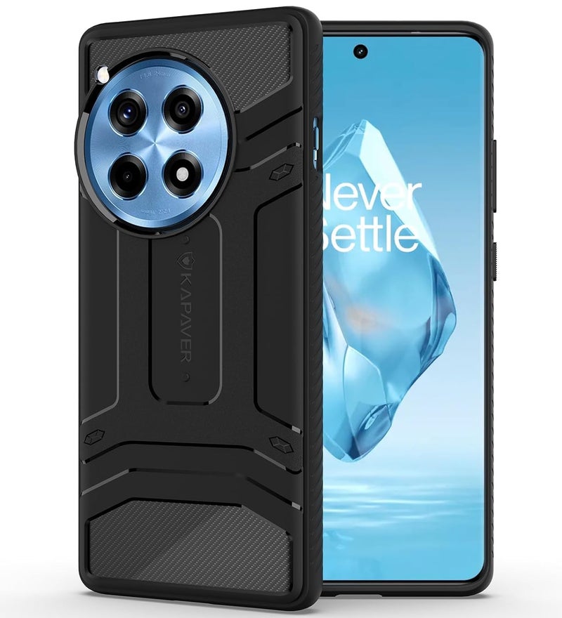 KAPAVER Rugged Back Cover Case Compatible with OnePlus 12R 5G (TPU) (Black) - Image 1