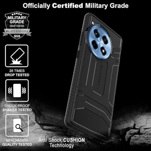 KAPAVER Rugged Back Cover Case Compatible with OnePlus 12R 5G (TPU) (Black) - Image 5