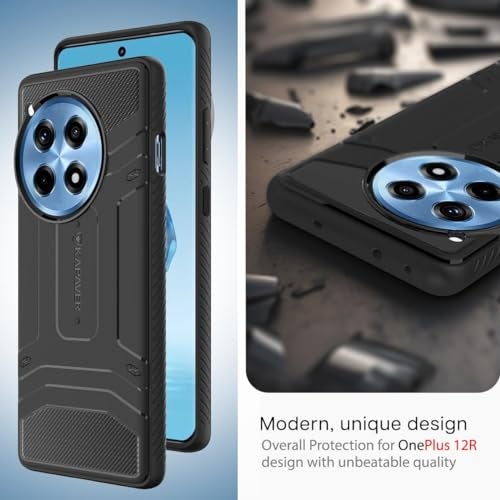 KAPAVER Rugged Back Cover Case Compatible with OnePlus 12R 5G (TPU) (Black) - Image 2