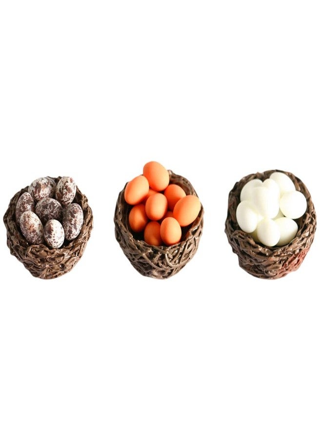 PRETYZOOM Resin Craft Easter Bird Nest and Egg Model Small Easter Themed Micro Figurines Ornaments for Crafts Home Party Decor（3 Sets） - Image 1