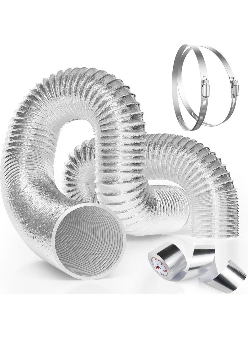 YOUWE7 قناة تهوية مرنة من الألومنيوم مقاس 6 بوصات و25 قدمًا، مزودة بمشبكين، ومجموعة تهوية خرطوم مجفف طويل ومتين متعدد الطبقات، للتدفئة والتبريد والتهوية والعادم وأنظمة مراوح القنوات - Image 1