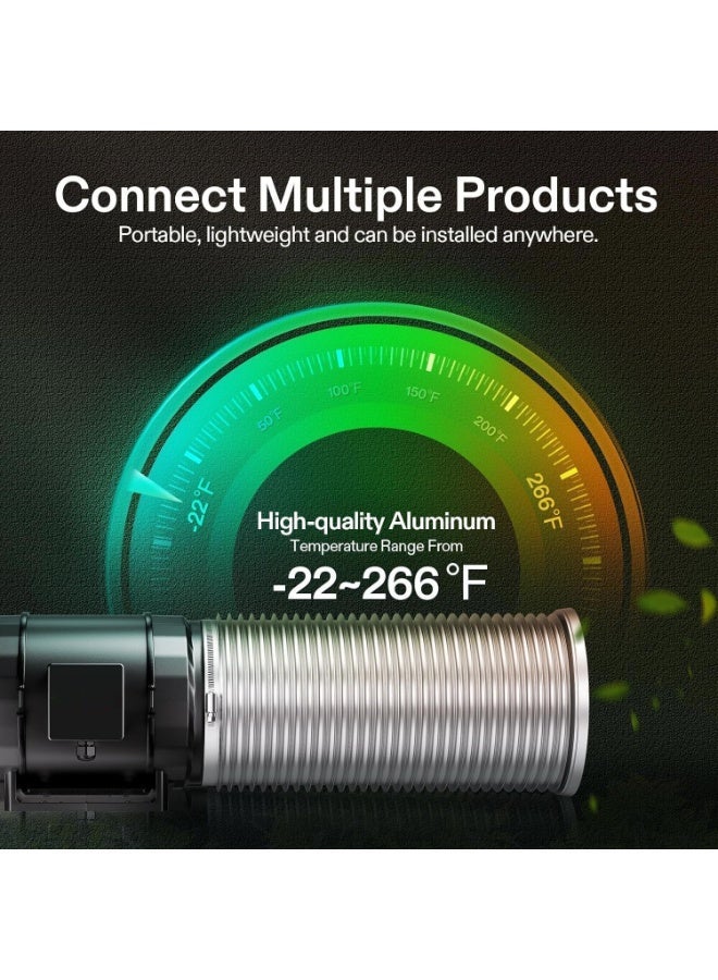 YOUWE7 قناة تهوية مرنة من الألومنيوم مقاس 6 بوصات و25 قدمًا، مزودة بمشبكين، ومجموعة تهوية خرطوم مجفف طويل ومتين متعدد الطبقات، للتدفئة والتبريد والتهوية والعادم وأنظمة مراوح القنوات - Image 5