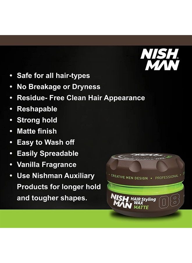 NISHMAN سلسلة تصفيف الشعر (08 شمع مطفي طين، 150 مل) - Image 4