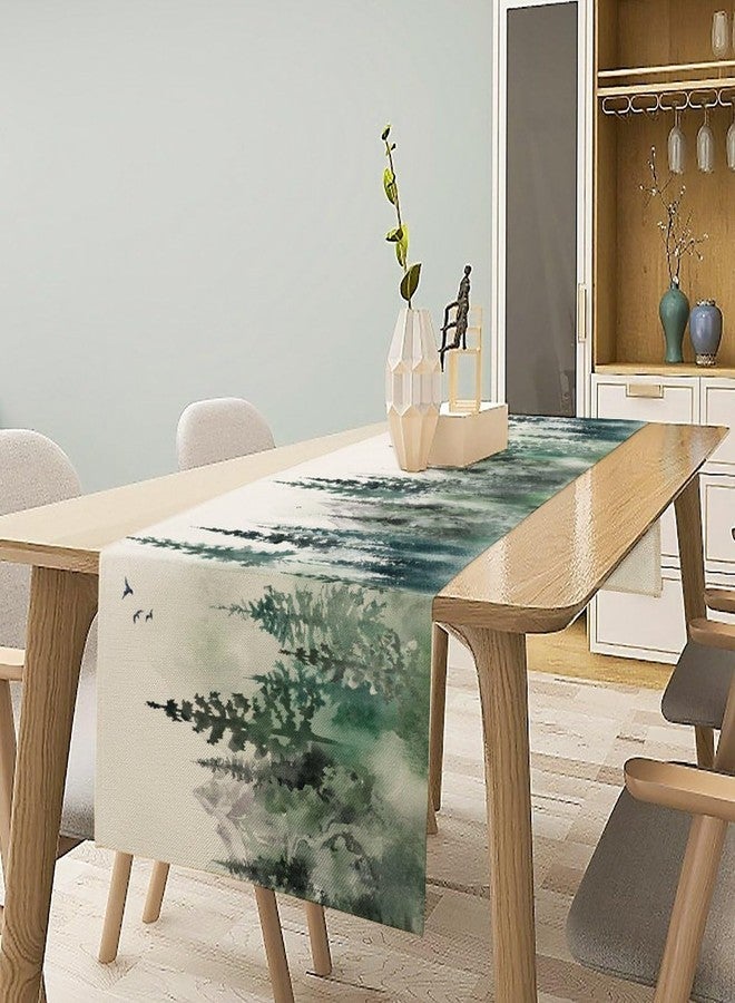 KANEPE Forest Table Runners Foggy Forest Mountains Landscape for Indoor Outdoor Party Dinner Festival Rustic Farmhouse Holiday Home Kitchen Dining Room, 13x36in - Image 3