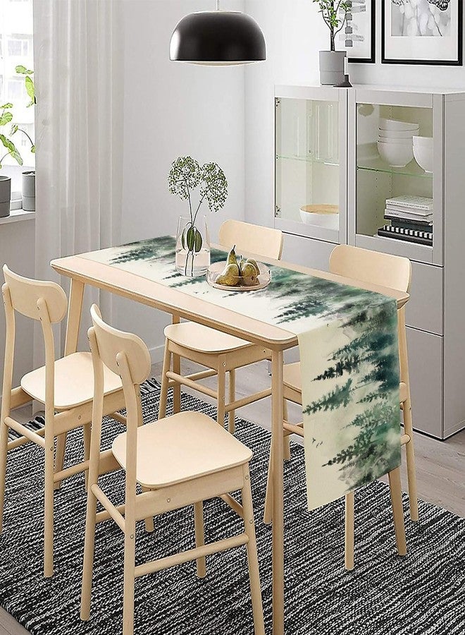 KANEPE Forest Table Runners Foggy Forest Mountains Landscape for Indoor Outdoor Party Dinner Festival Rustic Farmhouse Holiday Home Kitchen Dining Room, 13x36in - Image 2