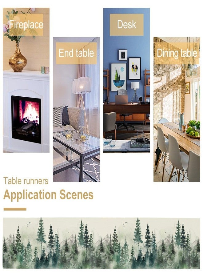 KANEPE Forest Table Runners Foggy Forest Mountains Landscape for Indoor Outdoor Party Dinner Festival Rustic Farmhouse Holiday Home Kitchen Dining Room, 13x36in - Image 5