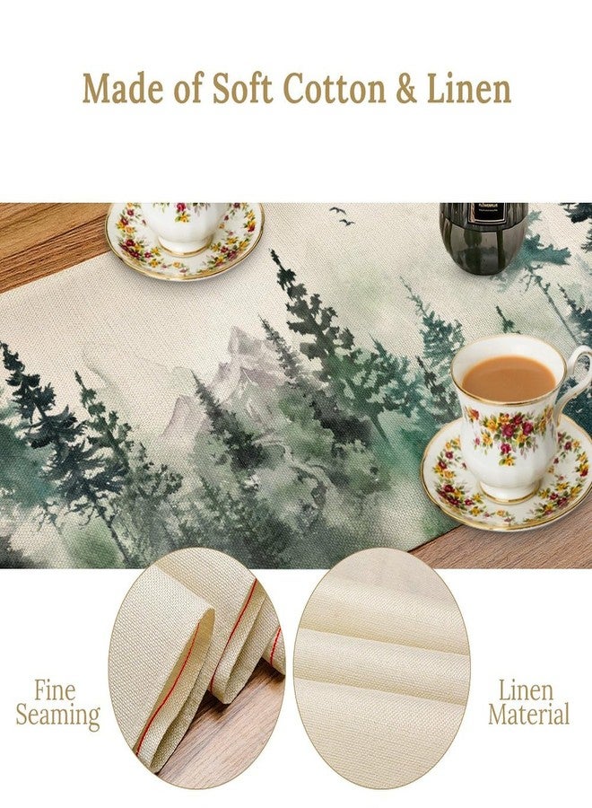 KANEPE Forest Table Runners Foggy Forest Mountains Landscape for Indoor Outdoor Party Dinner Festival Rustic Farmhouse Holiday Home Kitchen Dining Room, 13x36in - Image 4