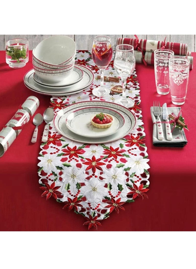 Generic Tree and Deer Table Runner for Family Christmas Holiday Table Dinner Party Table Decoration  - Image 1