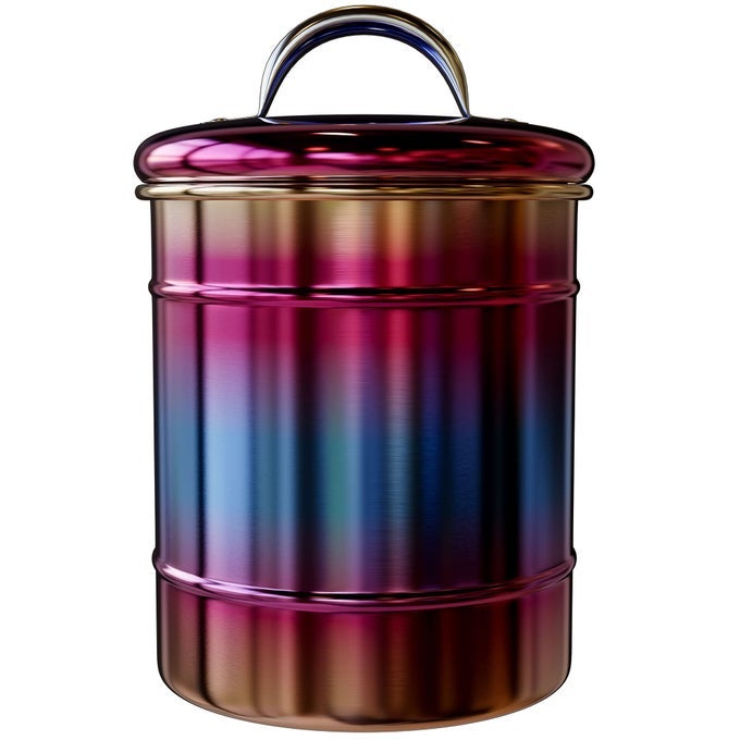 RAINBOW METAL STORAGE CANISTER DRY FOOD STORAGE CONTAINER AIRTIGHT LID 64 OUNCE CAPACITY MODERN HOME DCOR DECORATIVE METAL CANISTER FOR KITCHEN COUNTERTOP LARGE