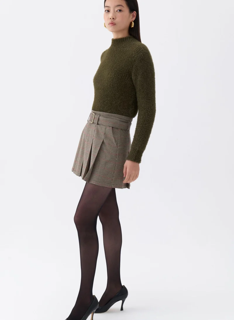 Nocturne Belted Pleated Mini Skirt