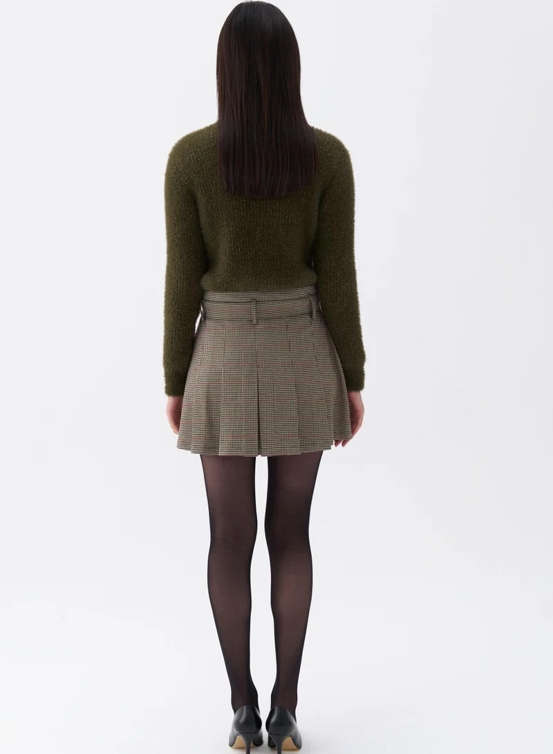 Nocturne Belted Pleated Mini Skirt