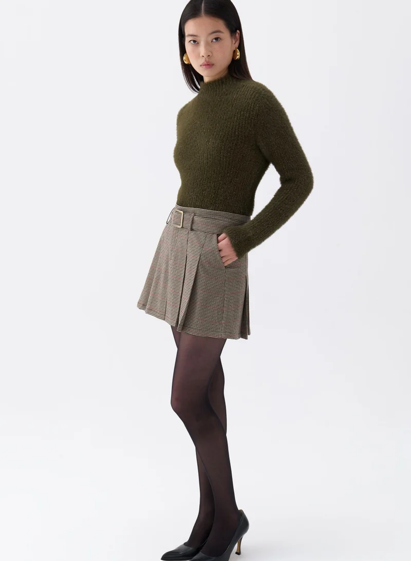 Nocturne Belted Pleated Mini Skirt