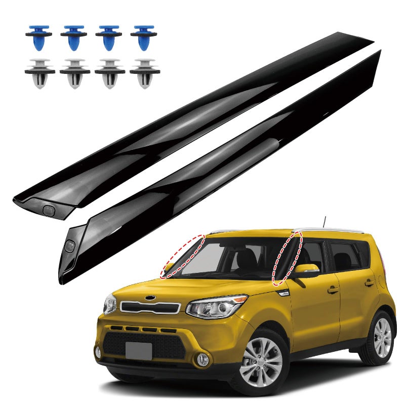 FEXON 2pcs Front LH RH Outer Windshield A Pillar Trim Kit Compatible with Kia Soul 20142019 Replaces 86170B2000 86180B2000 Gloss Black Left Driver Right Passenger Side Pillar Molding
