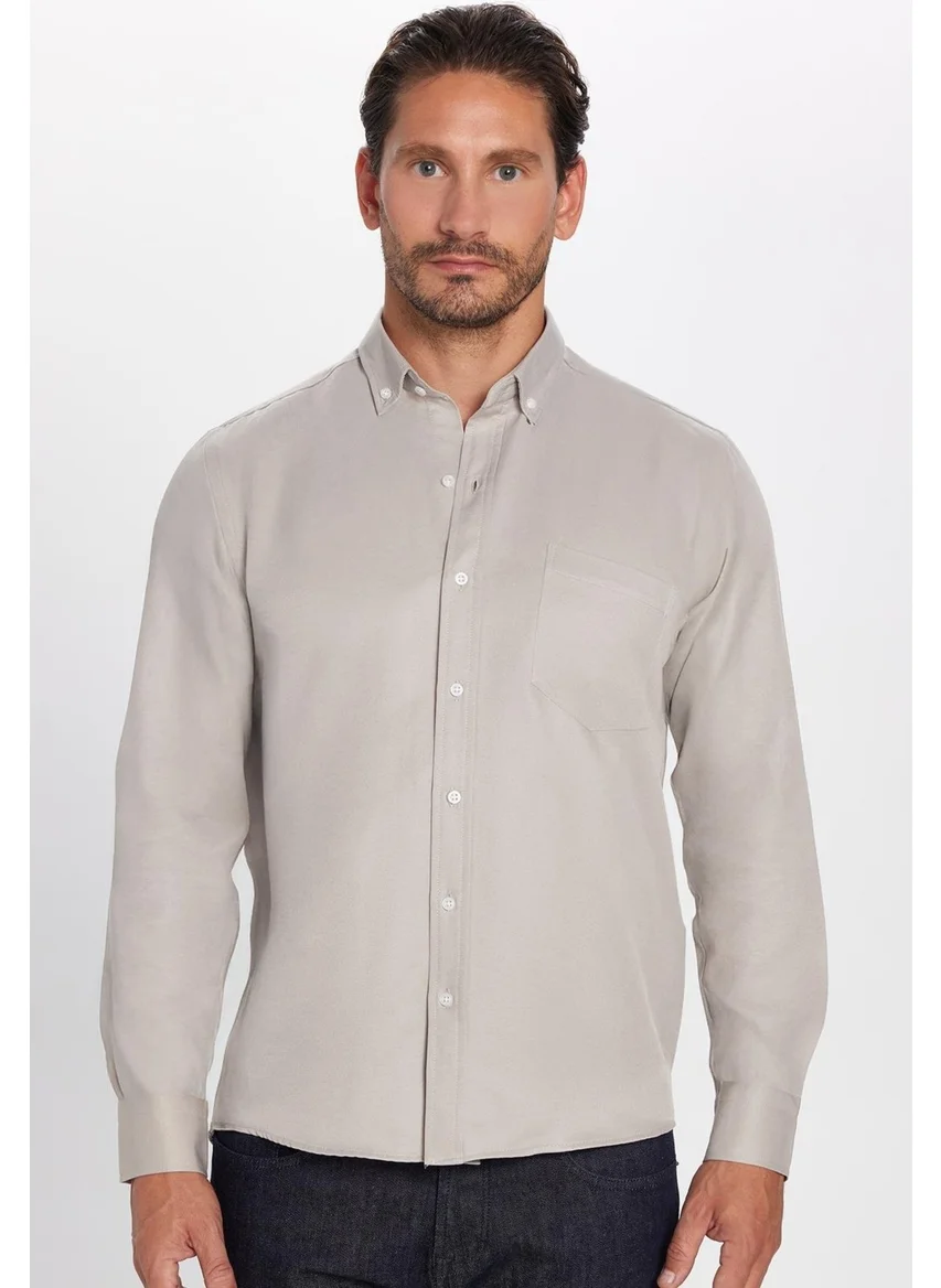 تودورس Classic Fit Long Sleeve Straight Collar Buttoned Pocket Men's Shirt