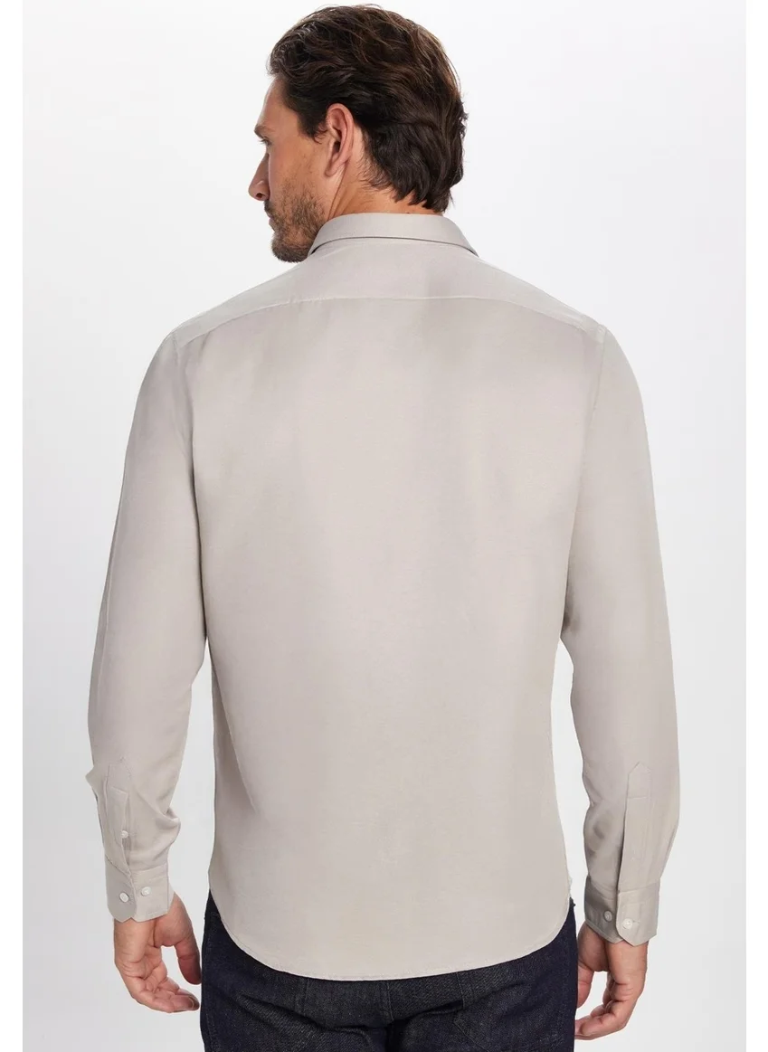 تودورس Classic Fit Long Sleeve Straight Collar Buttoned Pocket Men's Shirt