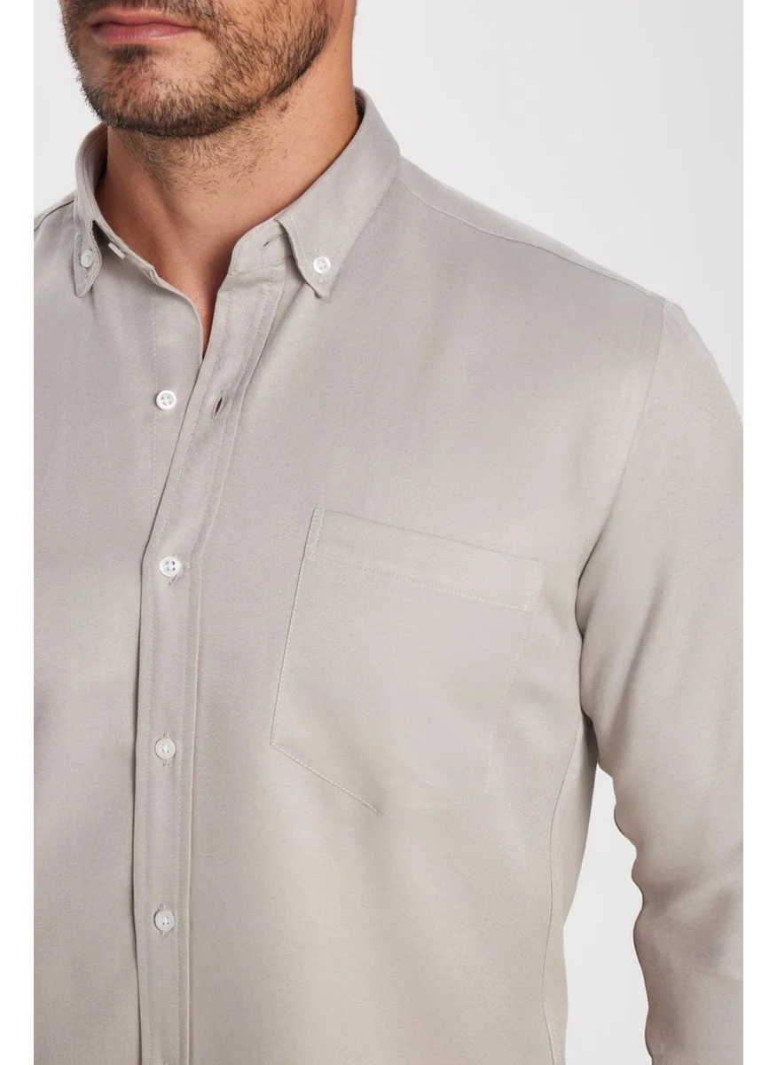 تودورس Classic Fit Long Sleeve Straight Collar Buttoned Pocket Men's Shirt