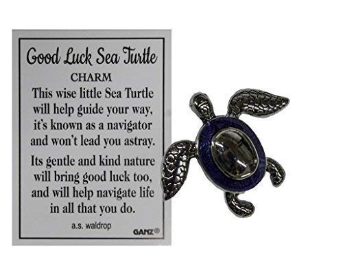 Ganz Good Luck Sea Turtle Pocket Charm with Story Card Royal