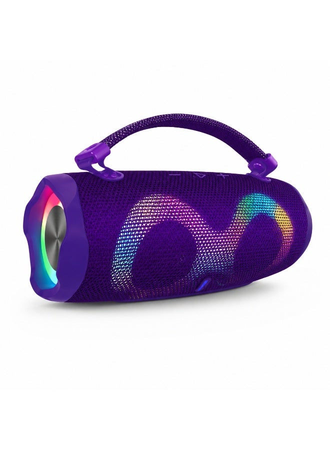 Smartbarry M50 Plus Portable Wireless Speaker Purple with RGB LED Lights, TWS Stereo Sound, 15000mAh Rechargeable Battery, Hands-Free Calling, Deep Bass Outdoor Bluetooth Party Speaker - Image 4