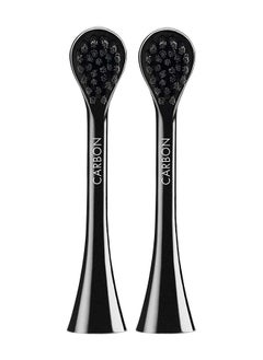 رؤوس فرشاة الأسنان البديلة الكهربائية من Curaprox Hydrosonic Black Is White Carbon، قطعتين - رؤوس فرشاة الأسنان البديلة الكهربائية من Curaprox المصنوعة من الفحم المنشط.