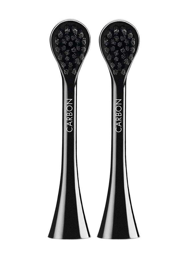 CURAPROX - رؤوس فرشاة الأسنان البديلة الكهربائية من Curaprox Hydrosonic Black Is White Carbon، قطعتين - رؤوس فرشاة الأسنان البديلة الكهربائية من Curaprox المصنوعة من الفحم المنشط. - Image 1