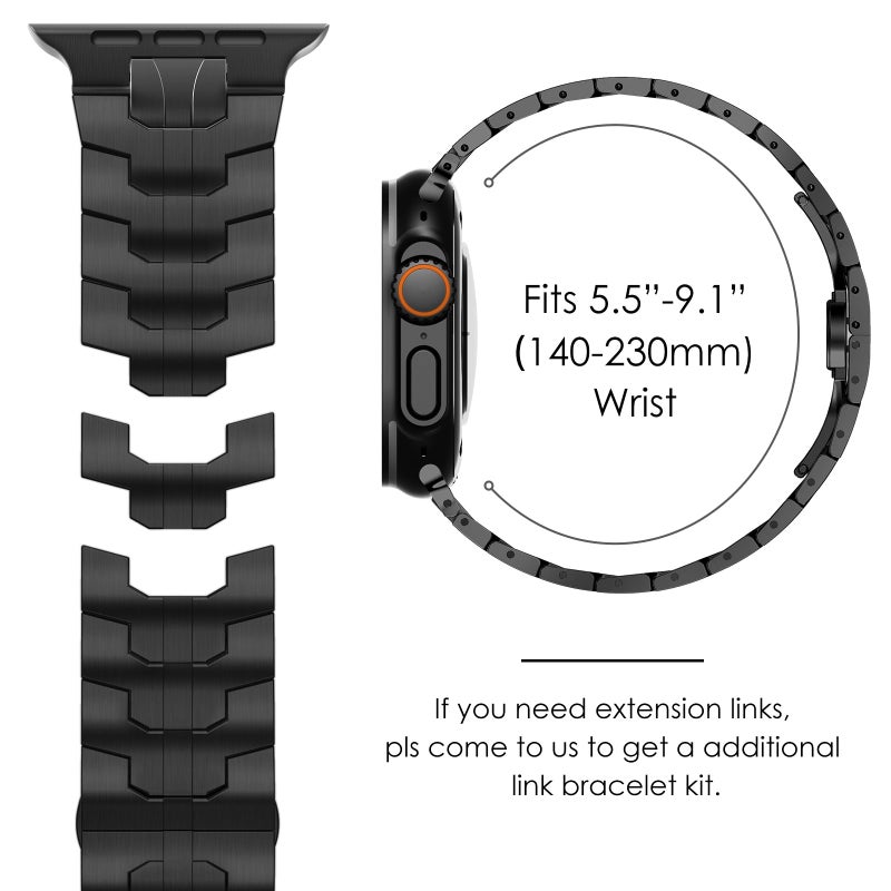 CHANCHY Stainless Steel Band for Apple Watch Band Apple Watch Ultra 3/2/1 Band 49mm, Series 11/10 46mm, 9/8/7 45mm, SE3/SE2/SE 6/5/4 44mm, 3/2/1 42mm, Metal Strap with Folding Clasp for Men, Black - Image 5