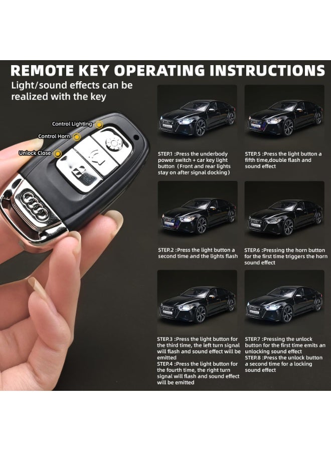 Adult 1/18 Scale Die-Cast Model Car Kit, Remote Control Key Version Metal Toy Car With Lights And Sound Effects (Black) - Image 5