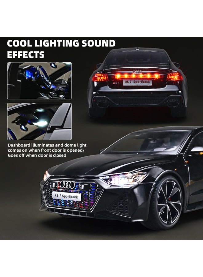 Adult 1/18 Scale Die-Cast Model Car Kit, Remote Control Key Version Metal Toy Car With Lights And Sound Effects (Black) - Image 3