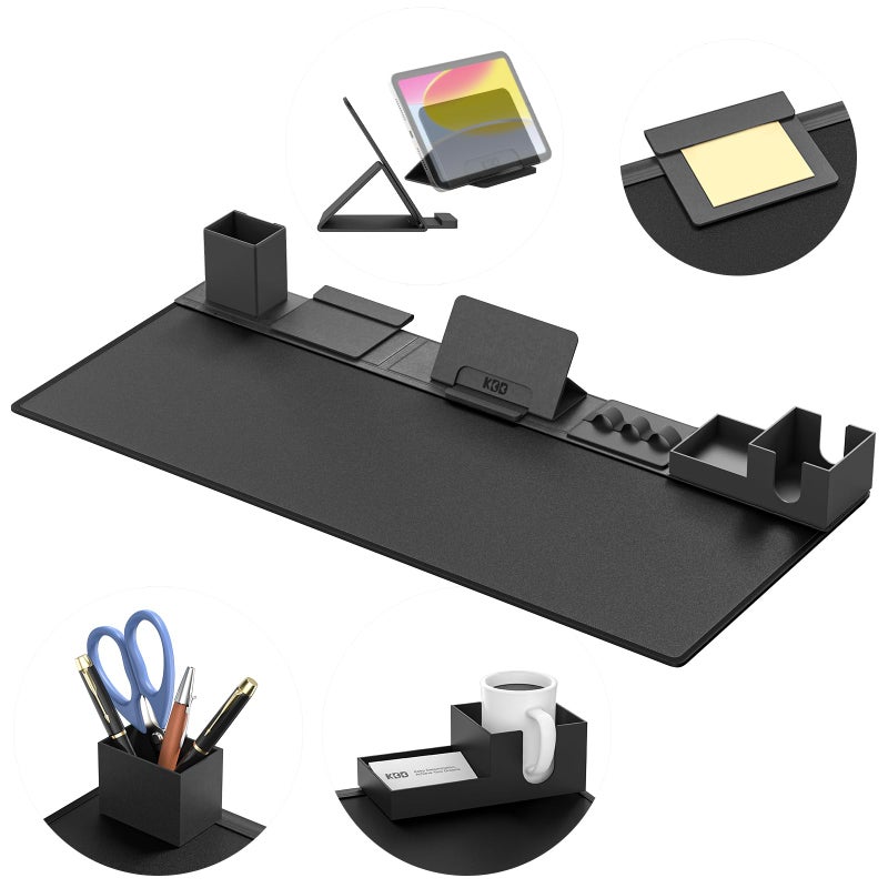 KDD Desk Pad Mat Set, 6 in 1 Mouse Mat with Magnetic Desktop Storage Accessories DIY Feature for Phone and Tablet Stand/Cup Holder/Pen Card Holder/Cable Management for Home Office Accessories - Image 1