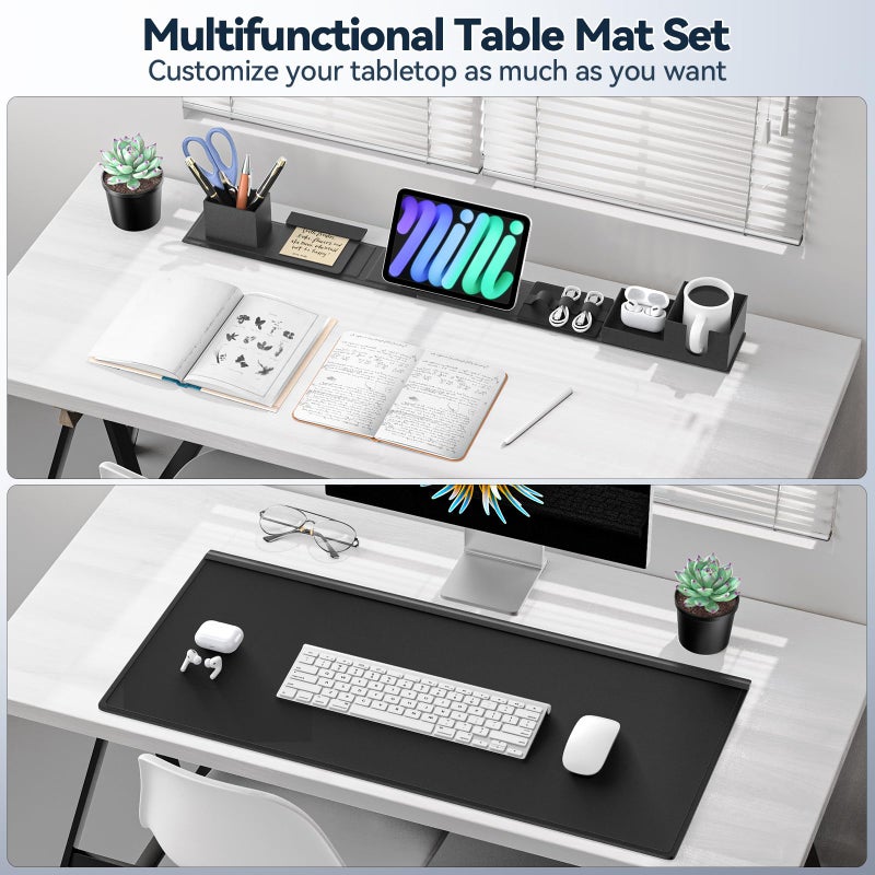 KDD Desk Pad Mat Set, 6 in 1 Mouse Mat with Magnetic Desktop Storage Accessories DIY Feature for Phone and Tablet Stand/Cup Holder/Pen Card Holder/Cable Management for Home Office Accessories - Image 4