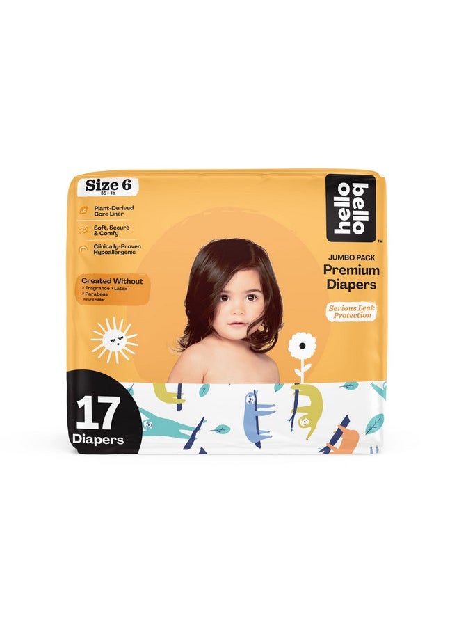 Hello Bello Hello Bello Premium Baby Diapers Size 6 I 17 Count of Disposeable, Extra-Absorbent, Hypoallergenic, and Eco-Friendly Baby Diapers with Snug and Comfort Fit I Sleepy Sloth  - Image 1