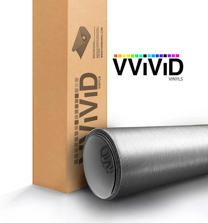 VViViD XPO Silver Brushed Steel 5 Feet x 1 Foot Car Wrap Vinyl Roll with Air Release Technology - Image 3