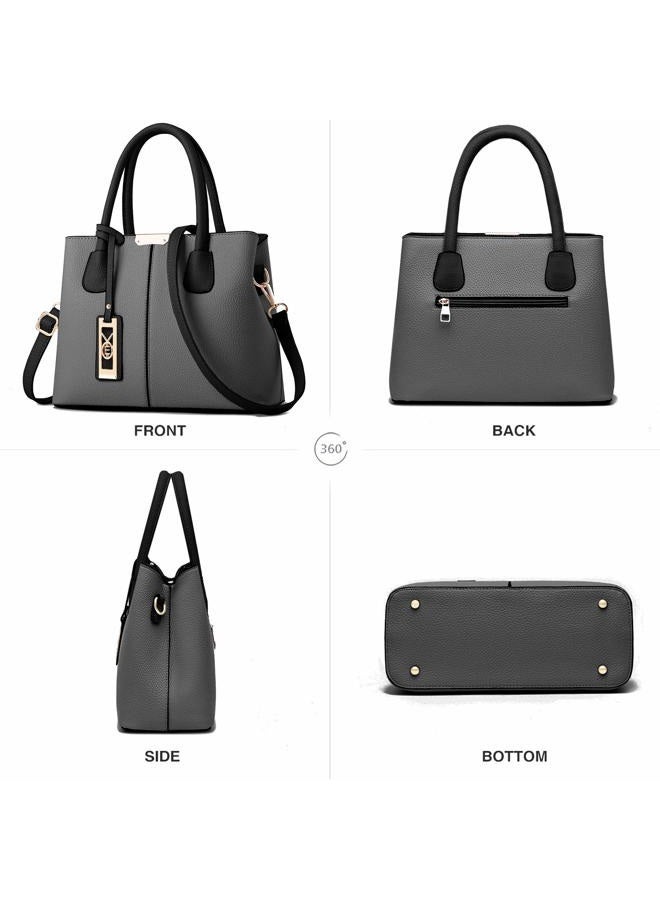 COCIFER Purses and Handbags for Women Shoulder Tote Bags Top Handle Satchel, D Grey Black, Medium - Image 3