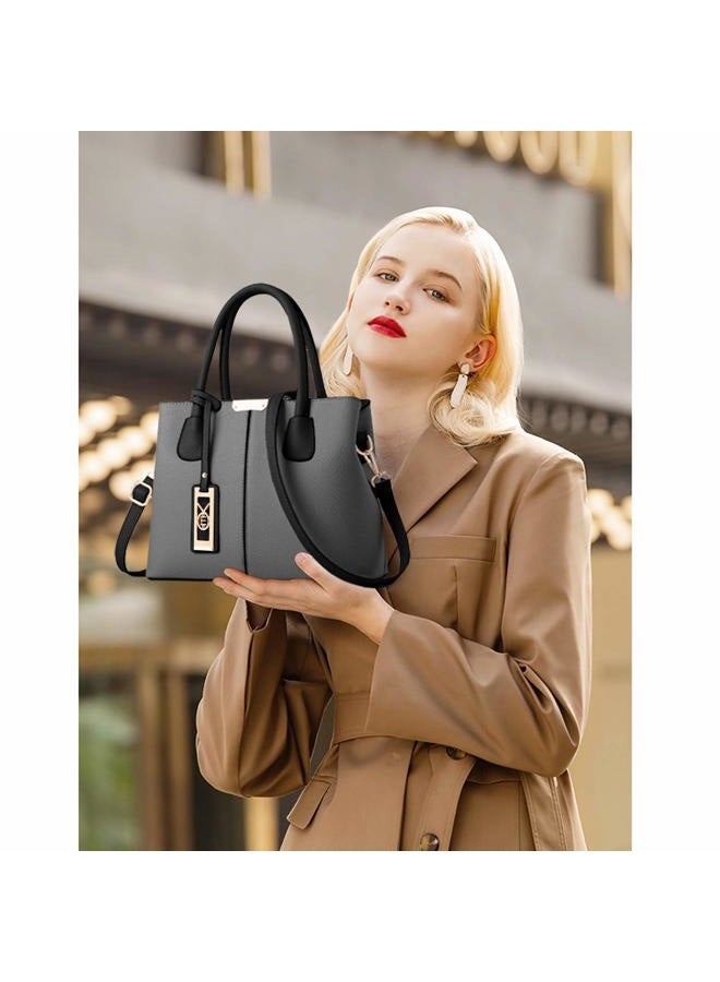 COCIFER Purses and Handbags for Women Shoulder Tote Bags Top Handle Satchel, D Grey Black, Medium - Image 2