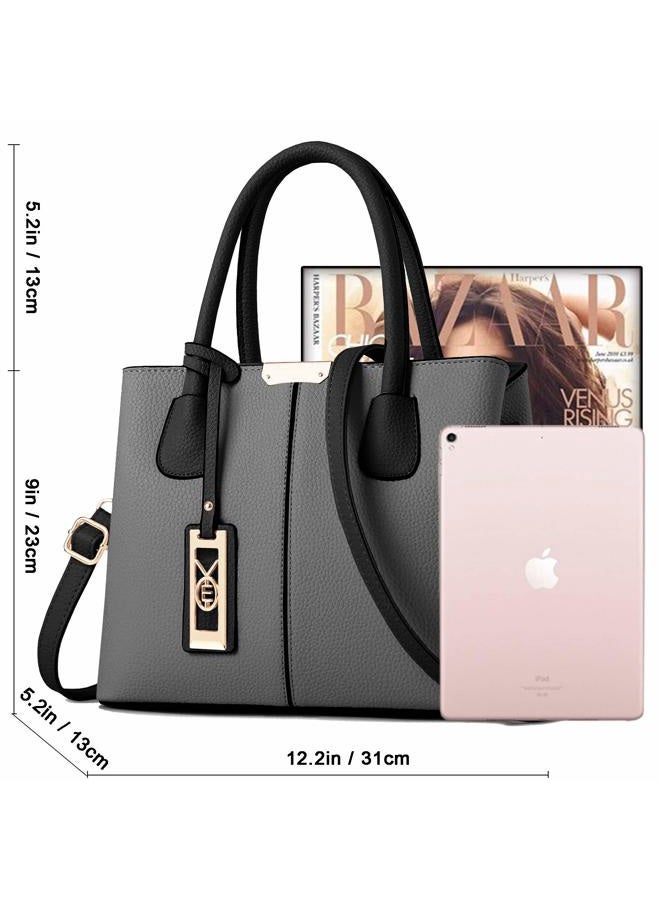COCIFER Purses and Handbags for Women Shoulder Tote Bags Top Handle Satchel, D Grey Black, Medium - Image 4