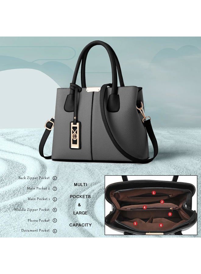 COCIFER Purses and Handbags for Women Shoulder Tote Bags Top Handle Satchel, D Grey Black, Medium - Image 5