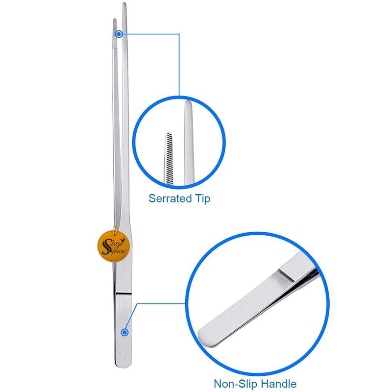 Sage Square Aquarium Straight Tweezer, Stainless Steel, Aquascape Tools, Feeding Tongs, Rust-Resistant, Corrosion-Resistant, Durable, Non-Slip Design,Polished, Shiny (38cm) - Image 4