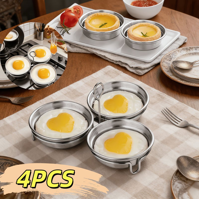 4Pcs Stainless Steel Steamer Trains Nonstick Easy Clean Egg Cooker - Image 1