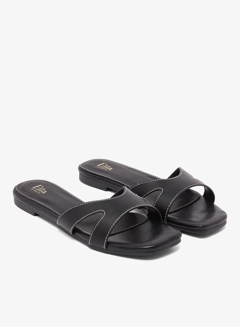 ELLA Black Classic Flat Sandals for Women | Best Price UAE