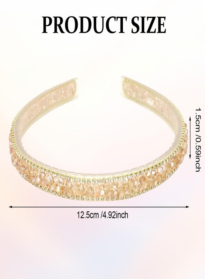 YISSION 1PC Rhinestone Headband Beaded Head Bands Fashion Jeweled Hairband Sparkly Crystal Headbands for Women Girls Non Slip Bling Hair Accessories for Women Girls Champagne - Image 5