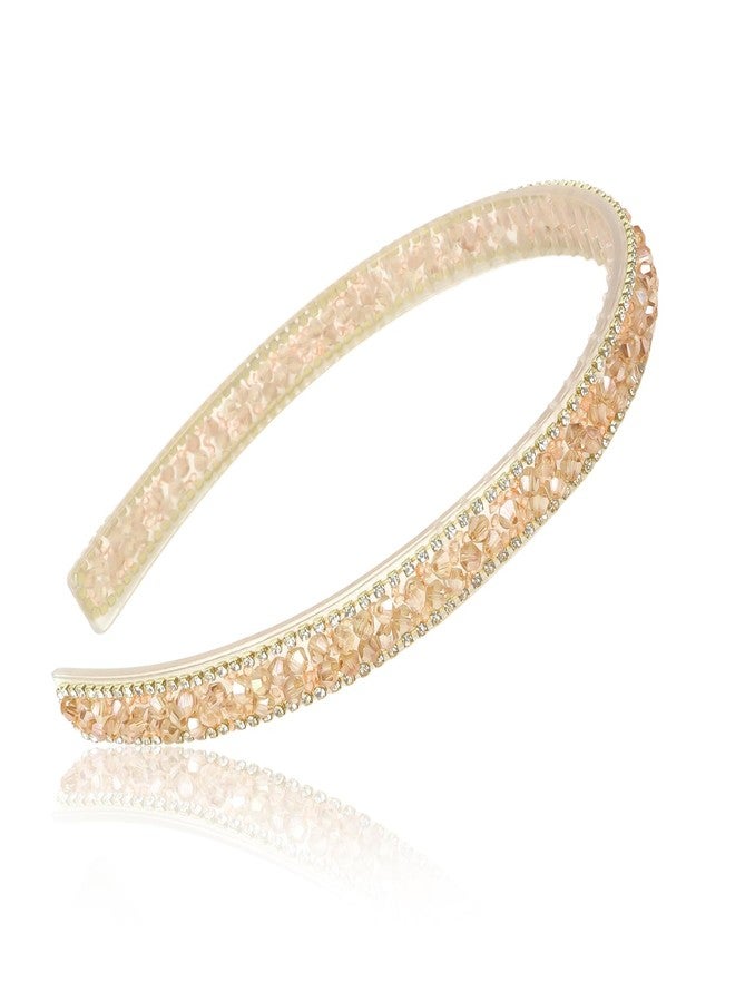 YISSION 1PC Rhinestone Headband Beaded Head Bands Fashion Jeweled Hairband Sparkly Crystal Headbands for Women Girls Non Slip Bling Hair Accessories for Women Girls Champagne - Image 1
