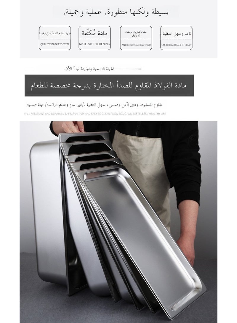 حوض تقديم خضار من الفولاذ المقاوم للصدأ مع غطاء حوض مستطيل لمطبخ تسخين الخضار - Image 3