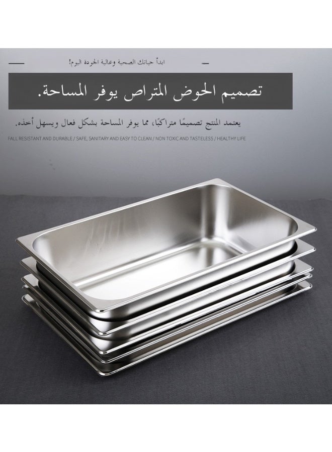 حوض تقديم خضار من الفولاذ المقاوم للصدأ مع غطاء حوض مستطيل لمطبخ تسخين الخضار - Image 4