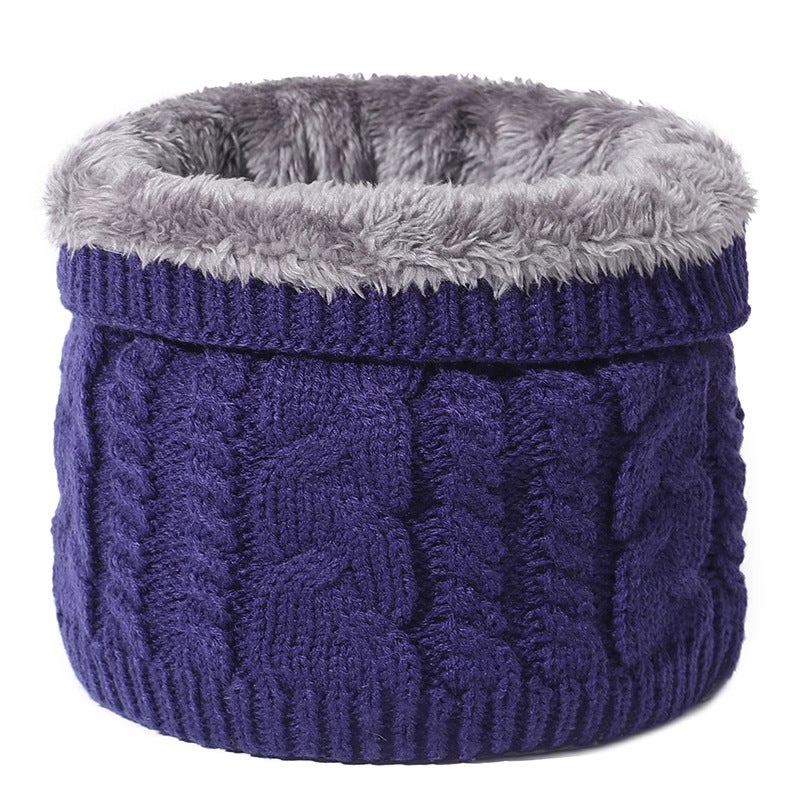 Unisex Thick Plush Knitted Neck Warmer Scarf Stripes (grey) - Image 5