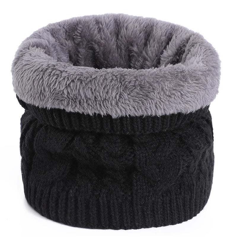 Unisex Thick Plush Knitted Neck Warmer Scarf Stripes (grey) - Image 3