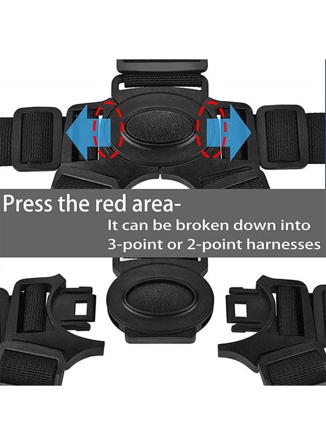 واي جيه حزام مقعد طفل قابل للتعديل، حزام أمان لخمس نقاط مع كرسي عالٍ، حزام آمن عالمي للأطفال لعربة أطفال أو عربة دفع - Image 4