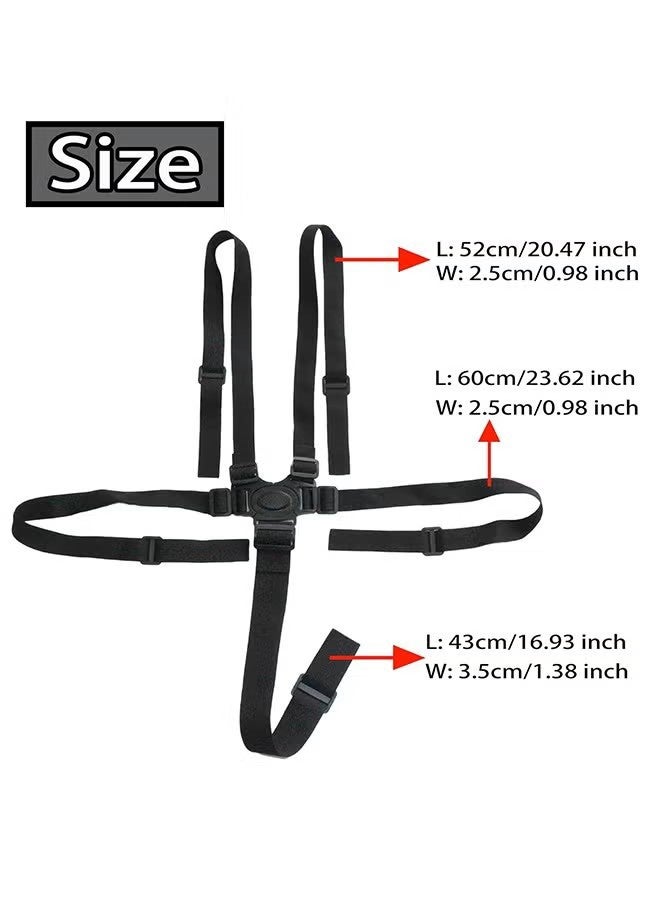 واي جيه حزام مقعد طفل قابل للتعديل، حزام أمان لخمس نقاط مع كرسي عالٍ، حزام آمن عالمي للأطفال لعربة أطفال أو عربة دفع - Image 2